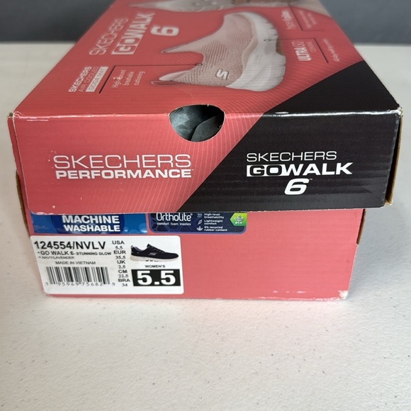 Women’s Skechers GO Walk 6-Inner Joy Sneaker, Navy/Lavender, 5.5 New with Box - Picture 10 of 10